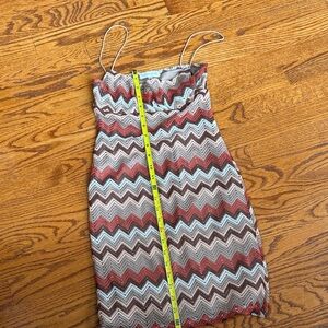 Ultra Flirt Zigzag Mini Dress - Brown, Crème, Orange